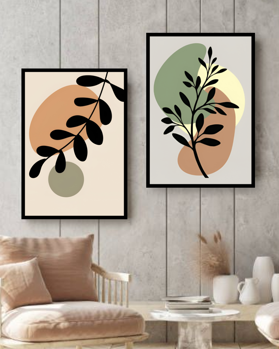 Personalized Abstract Leaf Wall Decor Frame with Modern Botanical Leaf Design
