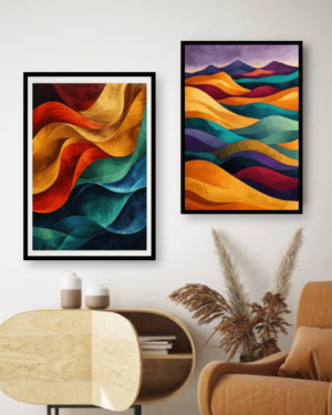 Personalized Boho Abstract Wave Wall Art Frame with Colorful Modern Design