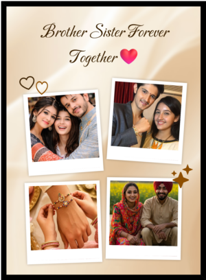 Personalized Brother Sister Memory Photo Frame featuring multiple photos in a beautiful collage design. A perfect Raksha Bandhan, Bhai Dooj, birthday, and sibling keepsake gift.