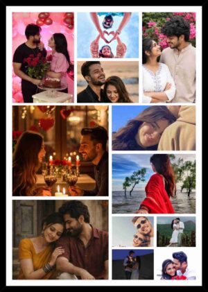 Personalized Couple Photo Collage Frame with Custom Romantic Pictures for Home Décor