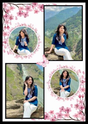 Personalized Floral 4 Photo Collage Frame with Custom Pictures featuring four custom photos in an elegant floral collage design.