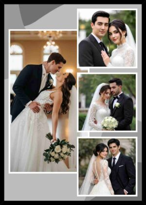 Personalized Four Photo Collage Memory Frame with four custom pictures in an elegant floral collage layout.
