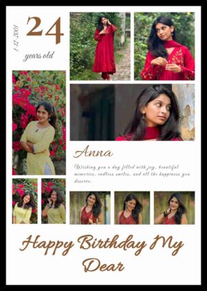Personalized Happy Birthday Photo Collage Frame with Name, Age and Custom Photos