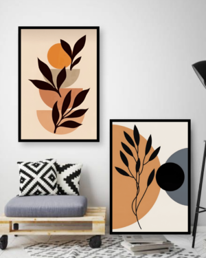 Personalized Organic Botanical Wall Decor Frame with Minimalist Leaf Artwork