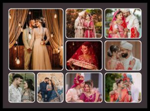 Personalized Wedding Photo Collage Frame with Custom Bride and Groom Pictures