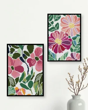 Personalized Modern Botanical Floral Photo 2 Frames
