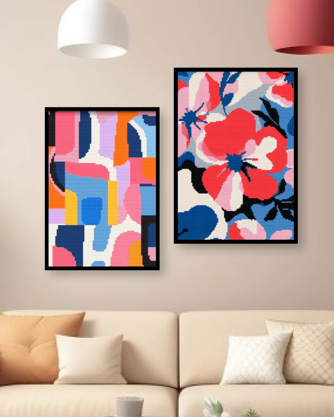 Personalized Modern Abstract Art Photo 2 Frames