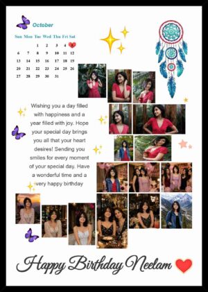 Custom happy birthday photo collage frame with calendar and multiple photos
