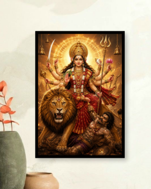 Personalised Goddess Durga Spiritual Photo Frame – Mahishasura Mardini Devotional Wall Art