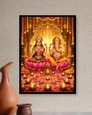 Personalised Lakshmi Ganesha Diwali Photo Frame – Divine Prosperity Devotional Wall Art