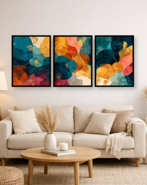 Personalised Colourful Abstract Triptych Frame – Modern Statement Wall Art