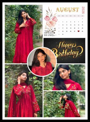 Custom birthday photo collage frame with multiple photos and calendar