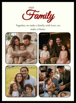 Custom family photo collage frame with 4 family photos