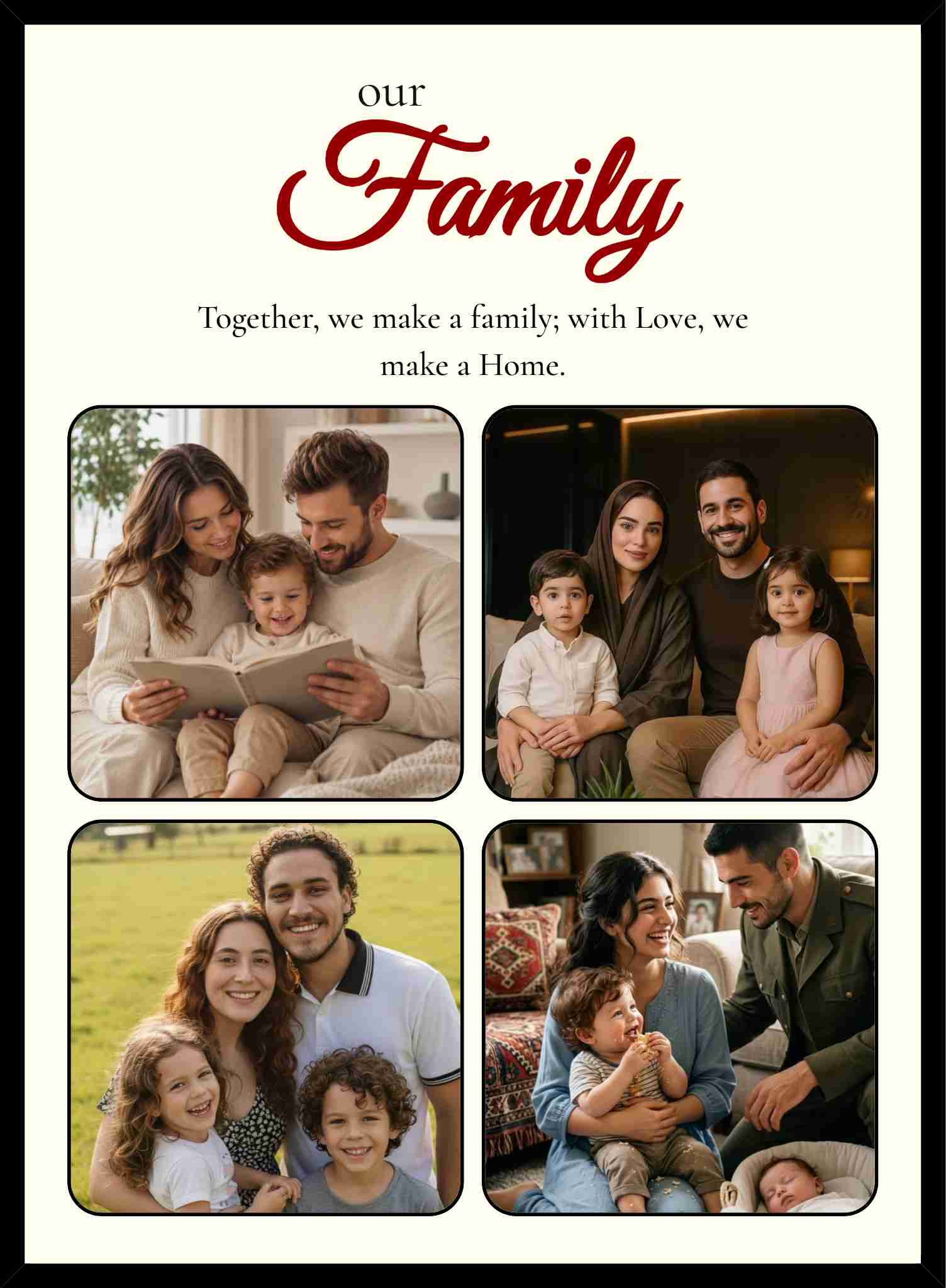 Custom Family Photo Collage Frame with 4 Photos