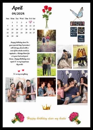 Personalized birthday photo collage frame with custom photos, name and date