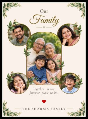 Personalized family photo collage frame with multiple photos