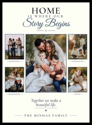 Personalized family photo collage frame with multiple family photos